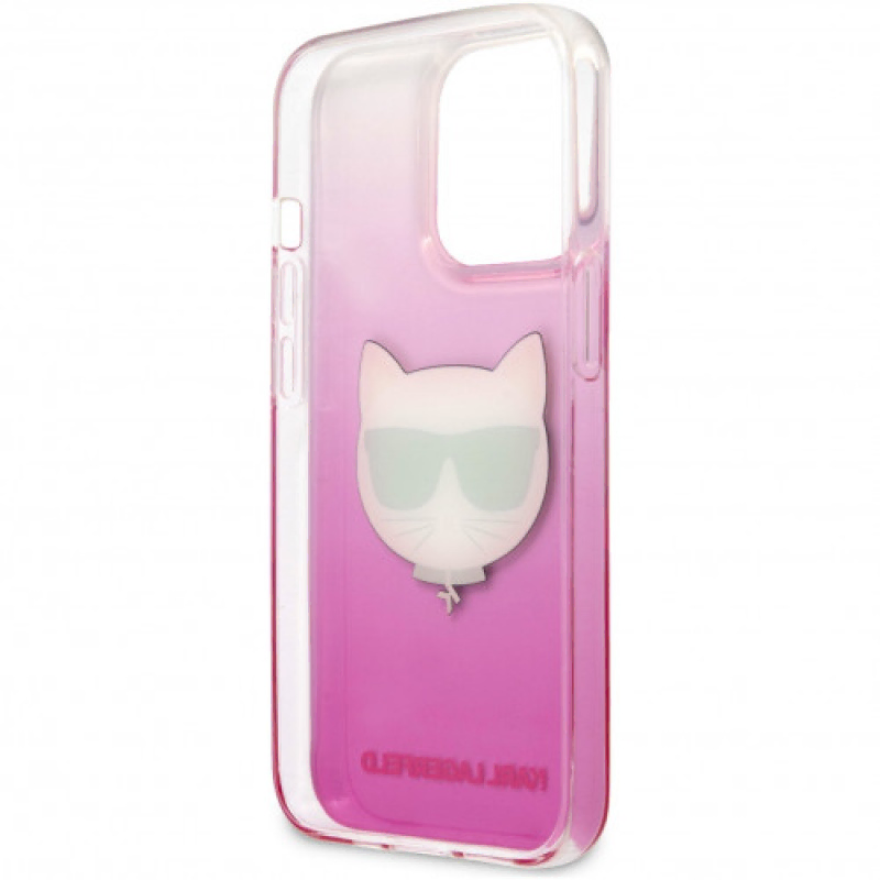 Чехол iPhone 13 Lagerfeld PC/TPU Choupette Hard Gradient Pink
