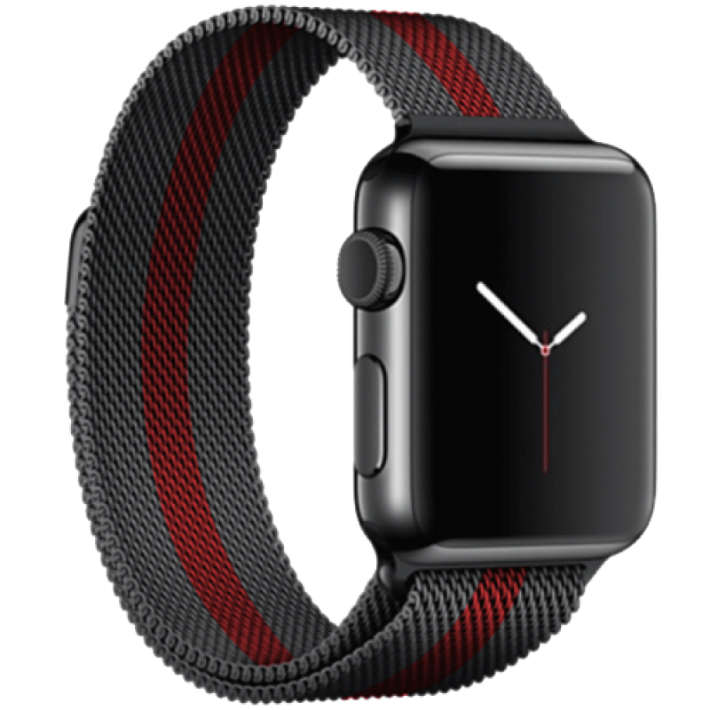 Ремешок Apple Watch Milanese 42mm (Черный/красный)