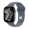 Apple Watch Series 11 46mm Aluminum Jet Black Case Anchor Blue Sport Band M/L