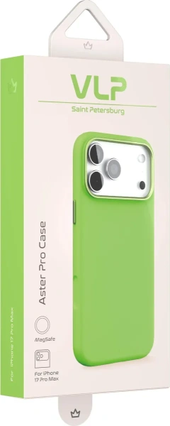 Чехол защитный VLP Aster Pro Case с MagSafe для iPhone 17 Pro Max, лайм